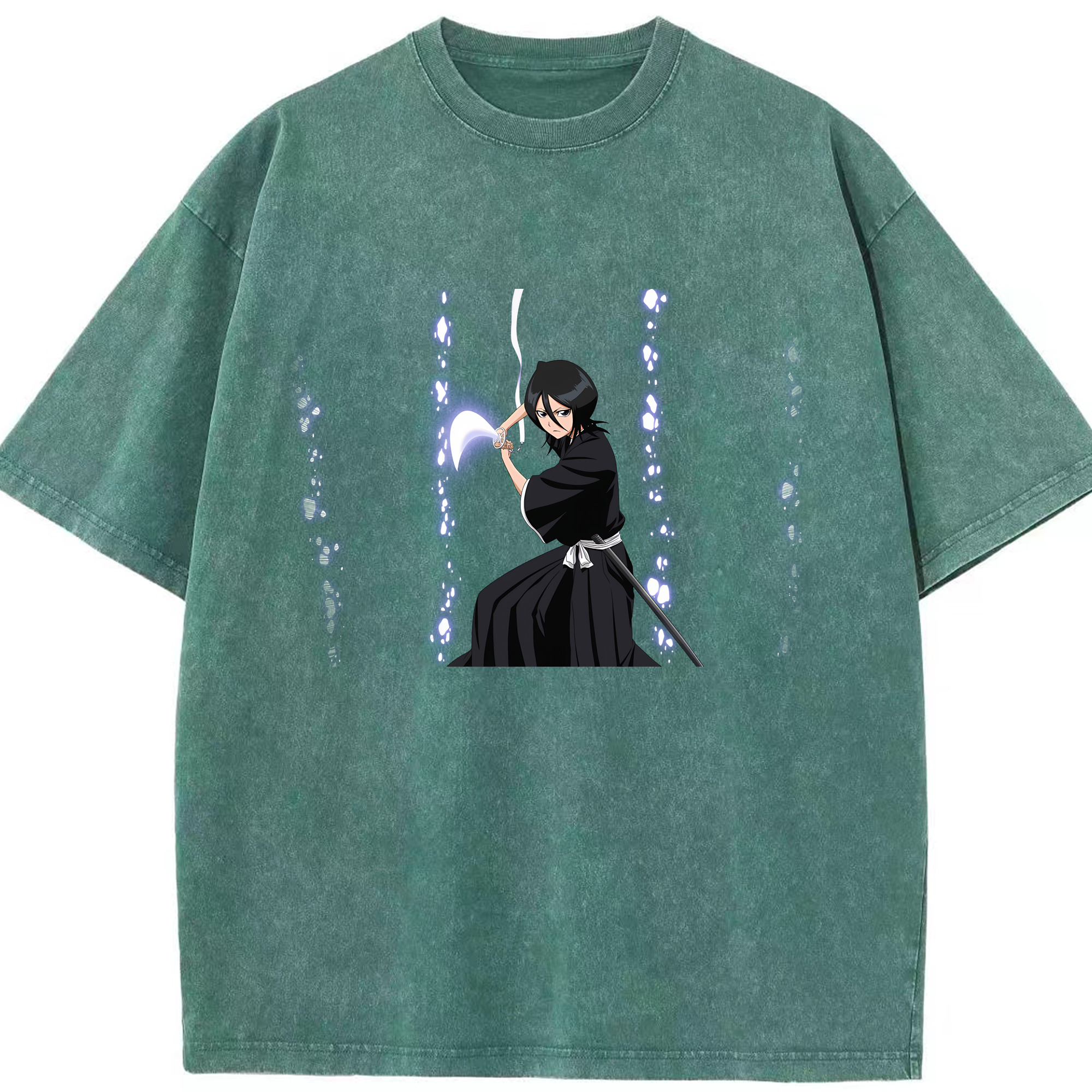 （画像用） ブリーチ 朽木ルキア BLEACH Kuchiki Rukia 綿100% ヴィンテージ風 半袖Tシャツ（フロントプリント）